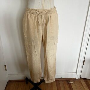 Banana Republic Cream Linen Cargo Pant